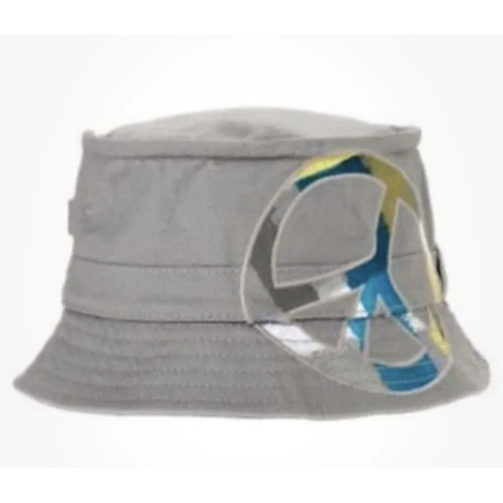 NWT NEW GYMBOREE AHOY BUCKET‎ HAT GRAY SIZE 12-24 MONTHS Toddler Kids PEACE SIGN